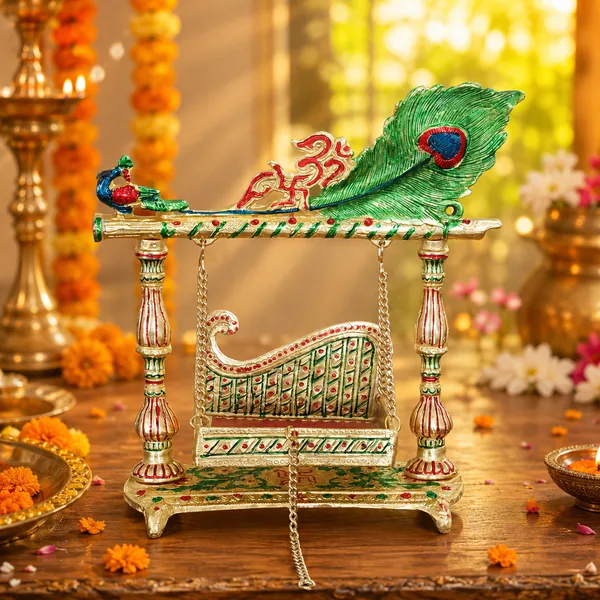 Hastcraft_Peacock_Om_&_Swastik_Design_Laddu_Gopal_Jhula_|_Handcrafted_Decorative_Krishna_Jhula_for_Home_Mandir,_Janmashtami_&_Festive_Décor_Multicolor