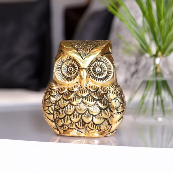 Hastcraft_Premium_Golden_Metal_Owl_Showpiece,_Decorative_Paperweight_for_Home_&_Office