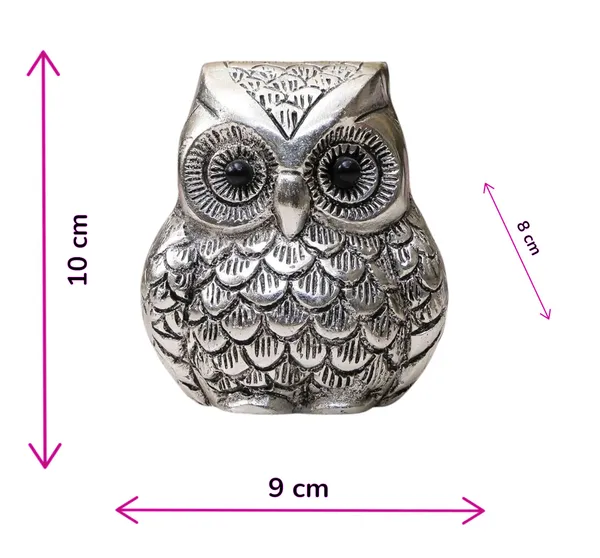 Hastcraft_Premium_Silver_Metal_Owl_Showpiece,_Decorative_Paperweight_for_Home_&_Office
