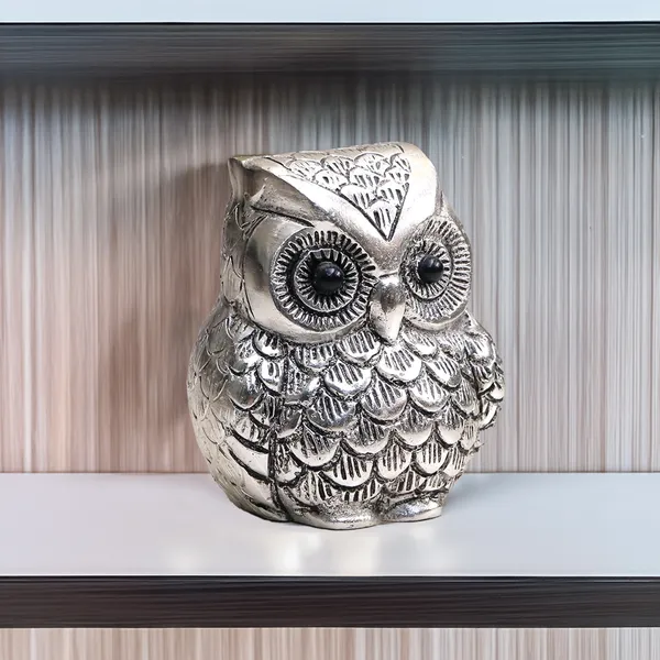 Hastcraft_Premium_Silver_Metal_Owl_Showpiece,_Decorative_Paperweight_for_Home_&_Office