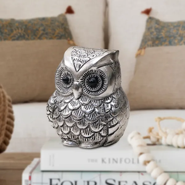 Hastcraft_Premium_Silver_Metal_Owl_Showpiece,_Decorative_Paperweight_for_Home_&_Office