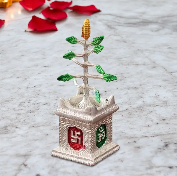 Hastcraft_Spiritual_Tulsi_Ji_Plant_in_Metal,_Decorative_Showpiece,_Elegant_Silver_Finish