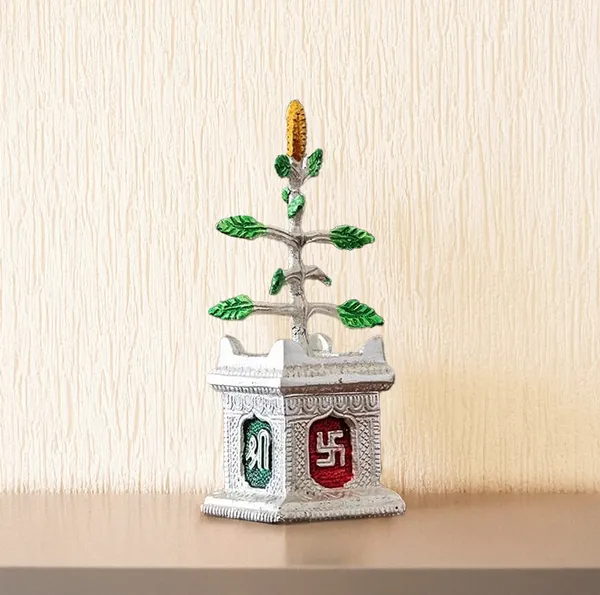 Hastcraft_Spiritual_Tulsi_Ji_Plant_in_Metal,_Decorative_Showpiece,_Elegant_Silver_Finish