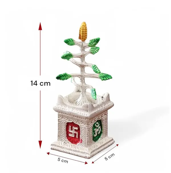Hastcraft_Spiritual_Tulsi_Ji_Plant_in_Metal,_Decorative_Showpiece,_Elegant_Silver_Finish