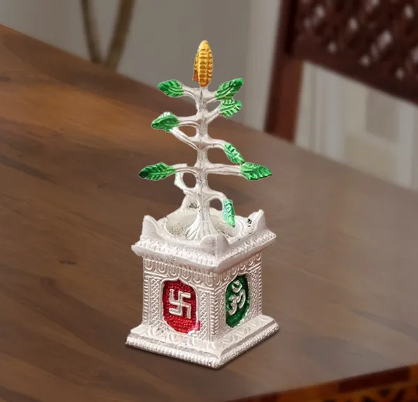 Hastcraft_Spiritual_Tulsi_Ji_Plant_in_Metal,_Decorative_Showpiece,_Elegant_Silver_Finish