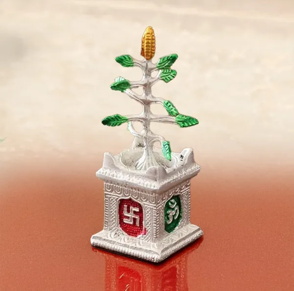 Hastcraft_Spiritual_Tulsi_Ji_Plant_in_Metal,_Decorative_Showpiece,_Elegant_Silver_Finish