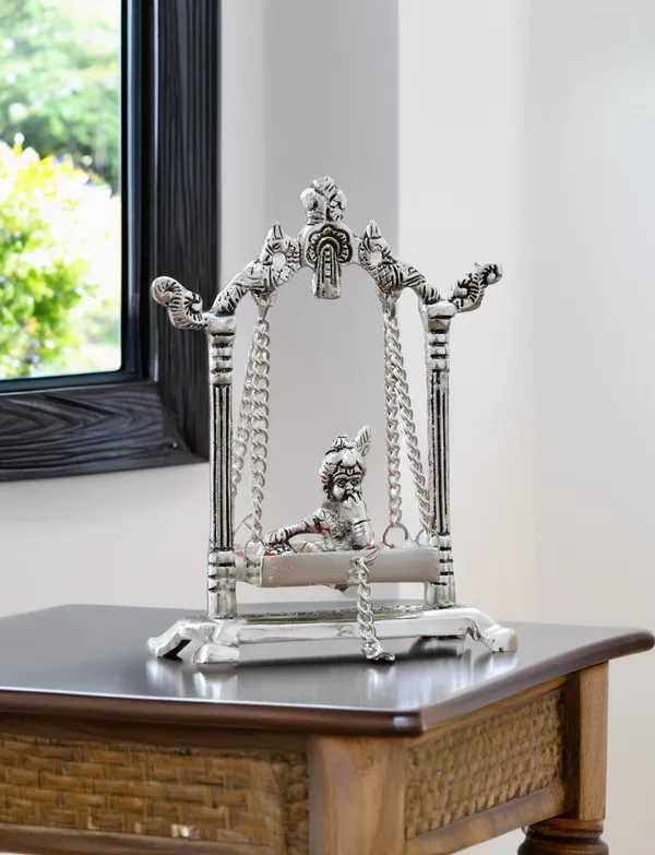 Silver_Metal_Premium_&_Elegant_Laddu_Gopal_On_Jhula