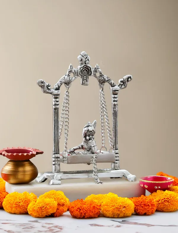 Silver_Metal_Premium_&_Elegant_Laddu_Gopal_On_Jhula