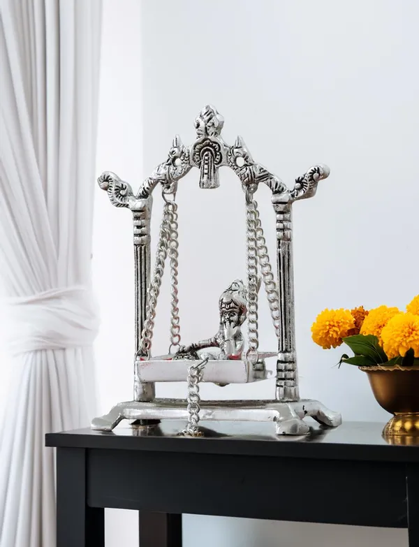Silver_Metal_Premium_&_Elegant_Laddu_Gopal_On_Jhula