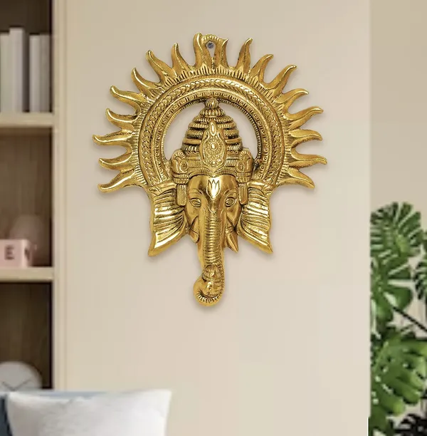 Gold_Metal_Premium_&_Elegant_Ganesha_Face__Idol_Lucky_Feng_Shui_Wall_Hanging