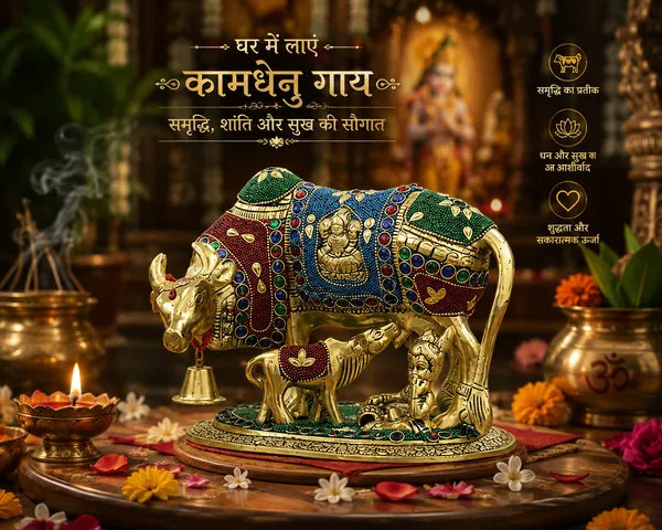 Kamdhenu_Cow_With_Calf_(Gold_Metal_Premium_&_Elegant_)