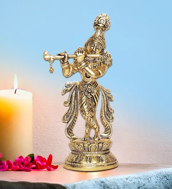 Gold_Metal_Premium_&_Elegant_Lord_Krishna_Metal_Statue