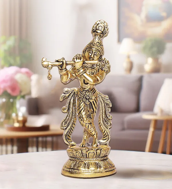 Gold_Metal_Premium_&_Elegant_Lord_Krishna_Metal_Statue