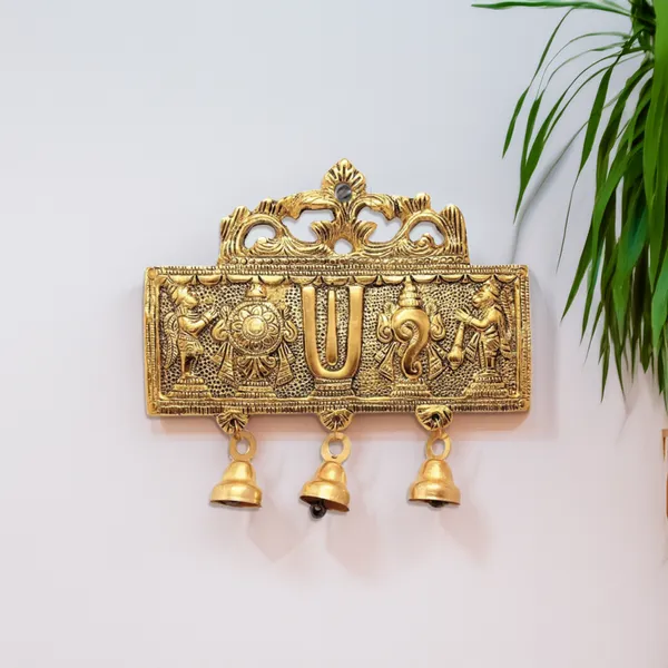 Gold_Metal_Premium_&_Elegant_Tirupati_Balaji_Shank_Chakra_Wall_Hanging