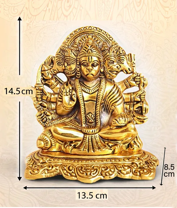 Hastcraft_Metal_Panchmukhi_Hanuman_Idol_Gold_Finish_Bajrangbali_Ji__|_5_Face_Hanuman_Ji_Religious__Statue_Decorative_Murti,_Showpiece_Figurine_|_14.5_cm_Ht