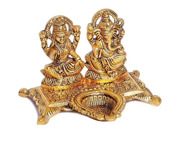 Gold_Metal_Premium_&_Elegant_Lakshmi-Ganesh_Idol_With_Diya