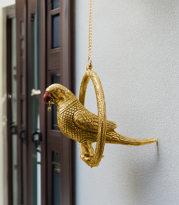 Gold_Metal_Premium_&_Elegant_Hanging_Parrot_Showpiece