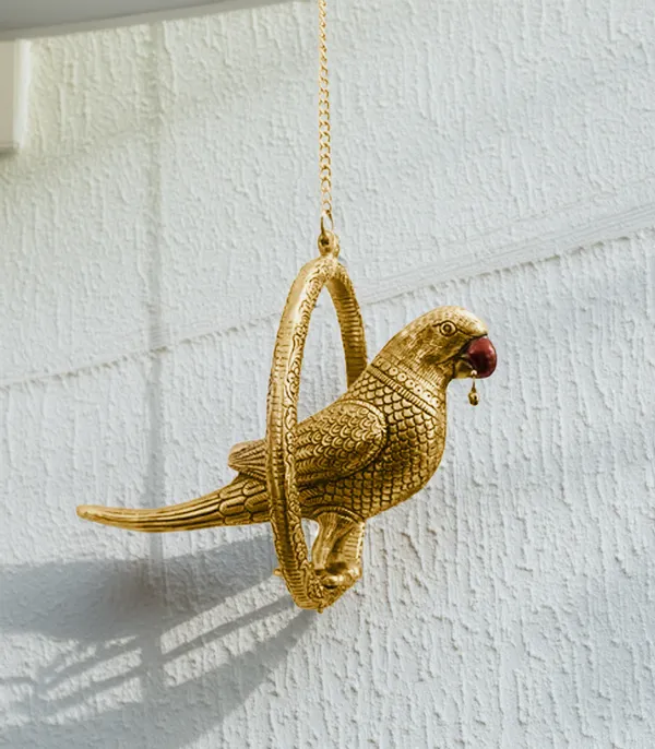 Gold_Metal_Premium_&_Elegant_Hanging_Parrot_Showpiece