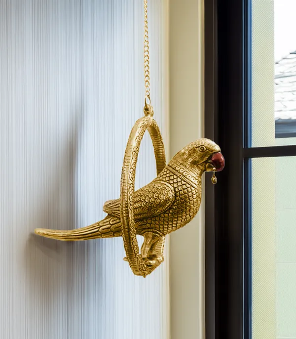 Gold_Metal_Premium_&_Elegant_Hanging_Parrot_Showpiece