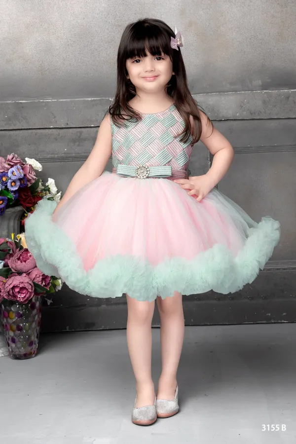 Pink_Elegant_Multi_Layered_Party_Wear_Trendy_Sleeveless_Party_Dress_For_Girls