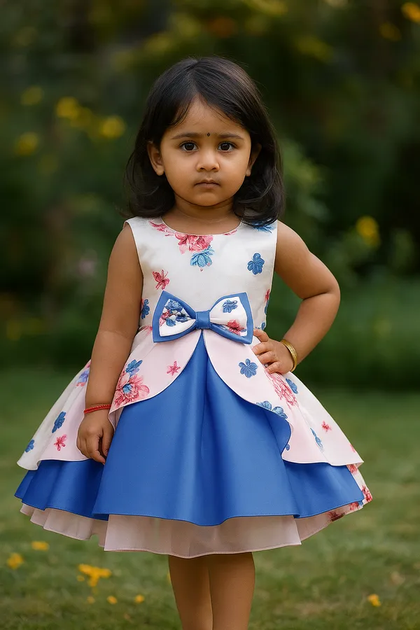 Blue_And_White_Trendy_Frock_For_Girls