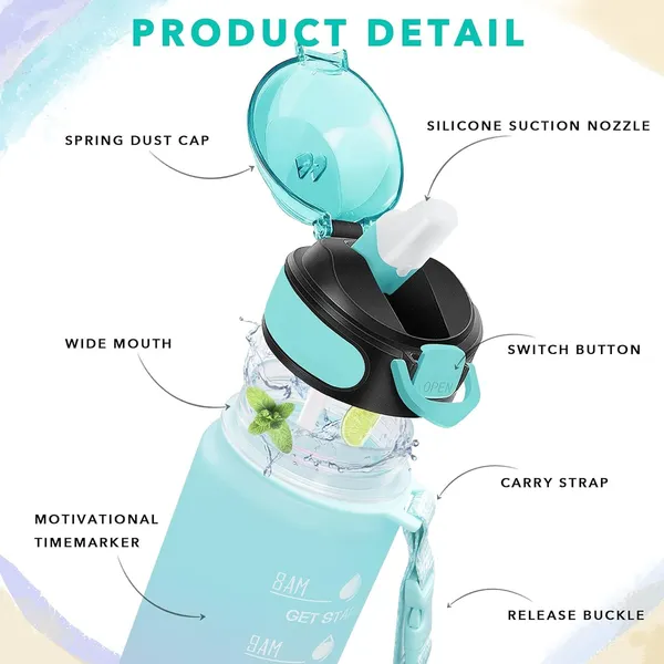 HEALTHIFY_Unbreakable_Plastic_Water_Bottle_1_Litre_with_Motivational_Time_Marker,_Leakproof,_BPA-Free,_Non-Toxic_Water_bottle_for_gym,_Office,_Time_Measurement_(Green_-_Purple)_pack_1