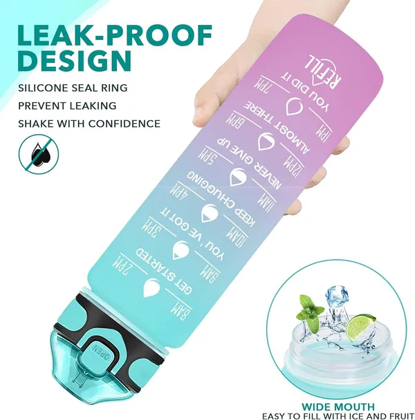 HEALTHIFY_Unbreakable_Plastic_Water_Bottle_1_Litre_with_Motivational_Time_Marker,_Leakproof,_BPA-Free,_Non-Toxic_Water_bottle_for_gym,_Office,_Time_Measurement_(Green_-_Purple)_pack_1