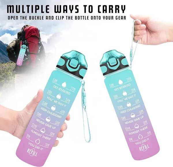HEALTHIFY_Unbreakable_Plastic_Water_Bottle_1_Litre_with_Motivational_Time_Marker,_Leakproof,_BPA-Free,_Non-Toxic_Water_bottle_for_gym,_Office,_Time_Measurement_(Green_-_Purple)_pack_1