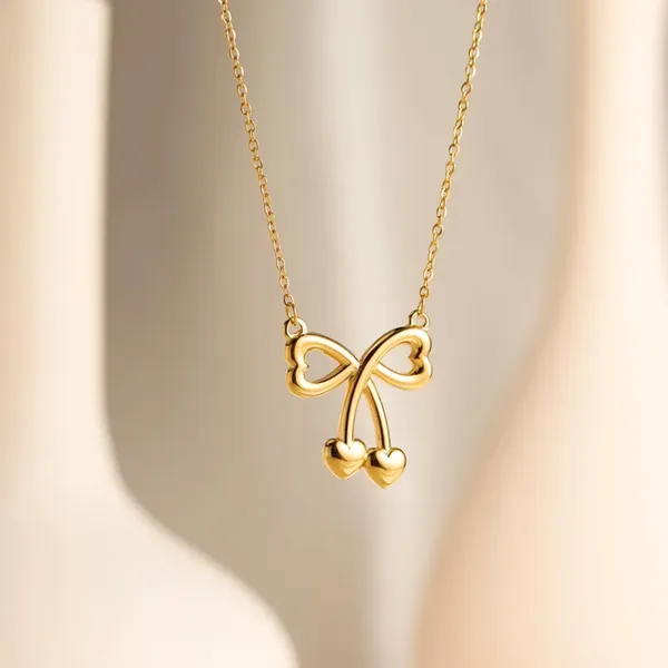 Double_Heart_Bow_Know_Pendant_Necklace