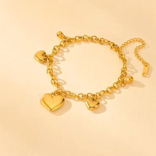 Puffy_Hearts_Charm_Bracelet_For_Women