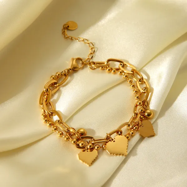 Hearts_Charm_Dual-Stranded_Bracelet_For_Women