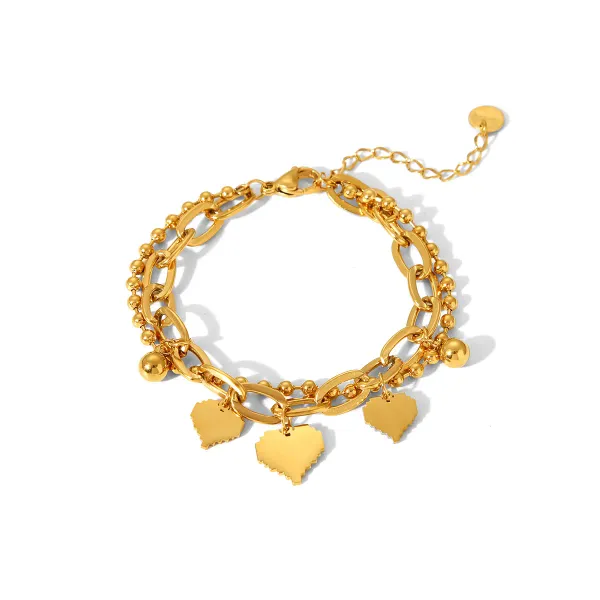 Hearts_Charm_Dual-Stranded_Bracelet_For_Women