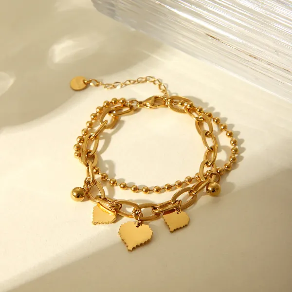 Hearts_Charm_Dual-Stranded_Bracelet_For_Women
