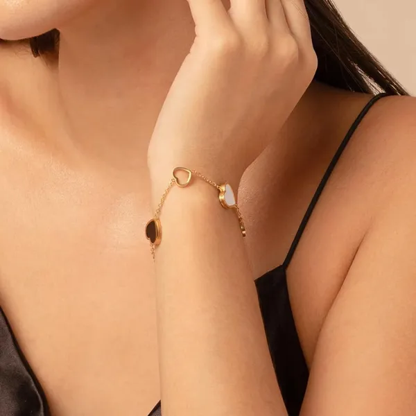 Black_&_White_Heart_Chain_Bracelet