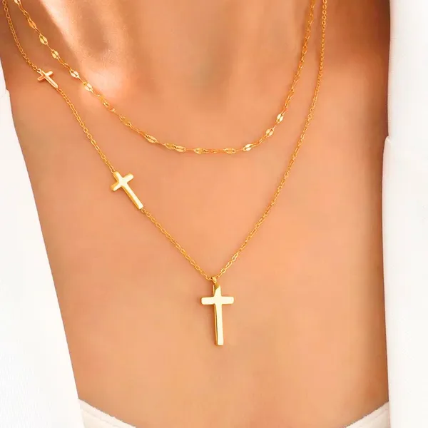 Double_Layered_Cross_Pendant_Necklace
