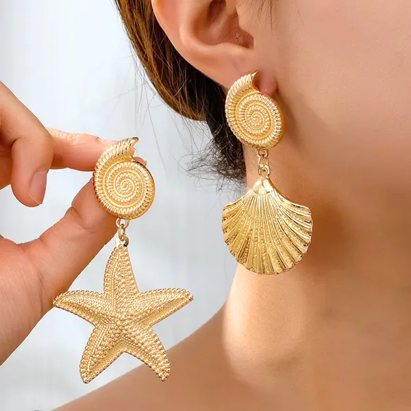 Starfish_Shell_Dangle_Drop_Earrings