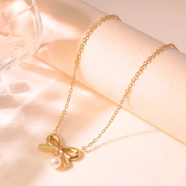 Bow_Knot_Pearl_Pendant_Necklace