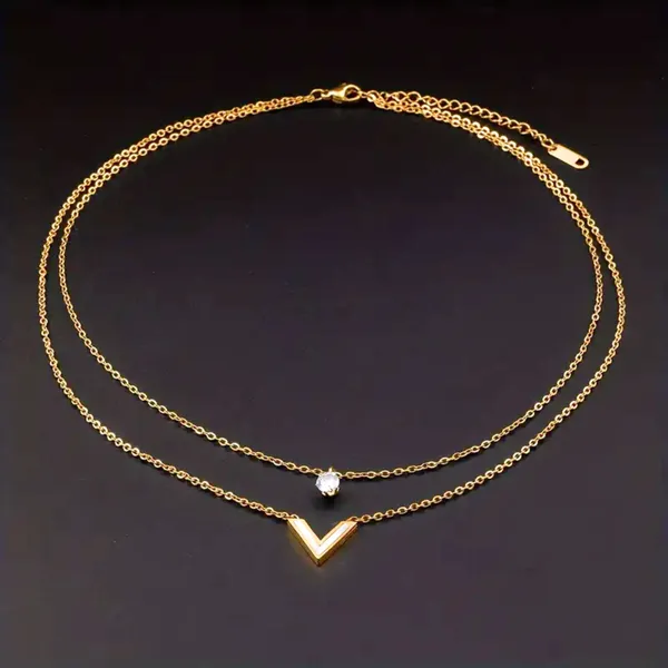 Double_Layered_V_Initial_Necklace