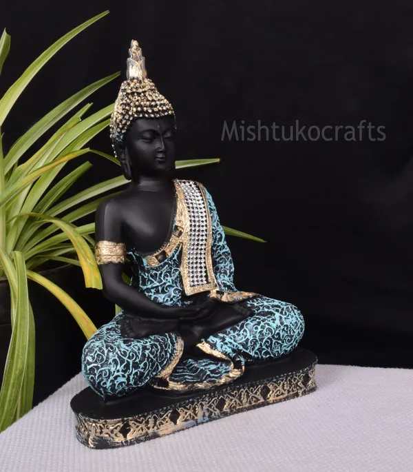 Black_&_Light_Blue_Polyresin_Premium_&_Elegant_Buddha_Statue