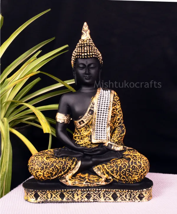 Orange_&_Black_Polyresin_Premium_&_Elegant_Buddha_Statue