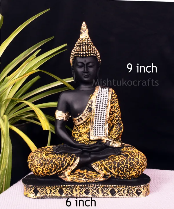 Orange_&_Black_Polyresin_Premium_&_Elegant_Buddha_Statue