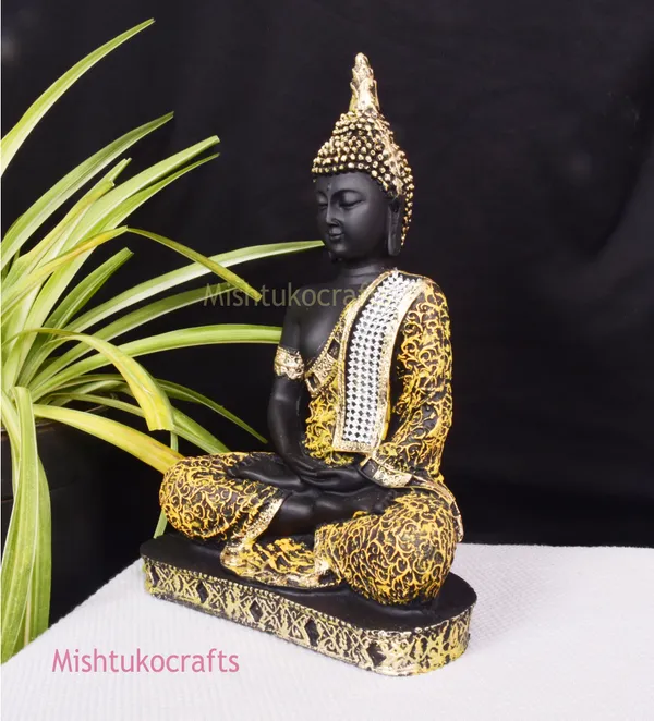 Orange_&_Black_Polyresin_Premium_&_Elegant_Buddha_Statue