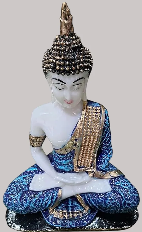 White_&_Blue_Resin_Premium_&_Elegant_Buddha_Statue