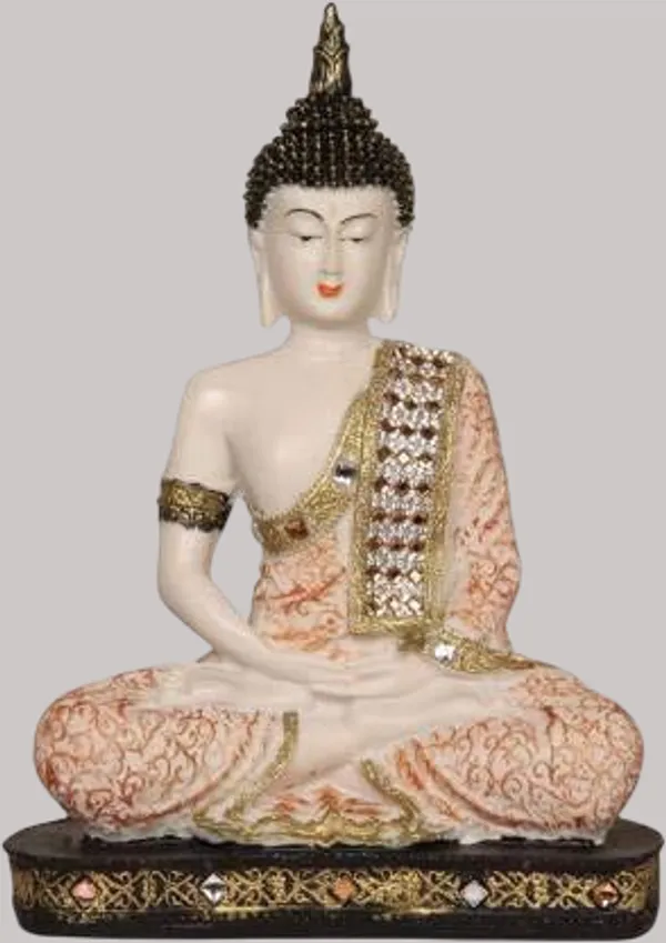 White_&_Peach_Resin_Premium_&_Elegant_Buddha_Statue