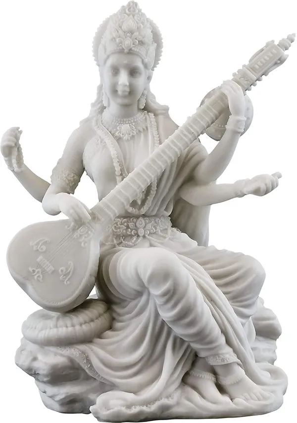 White_Resin_Premium_&_Elegant_Sarasawati_Statue
