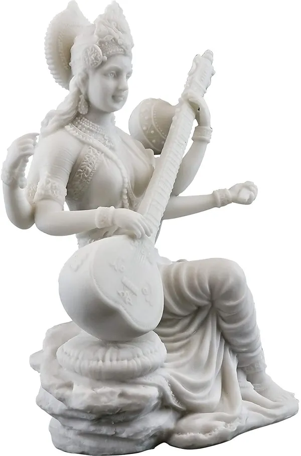 White_Resin_Premium_&_Elegant_Sarasawati_Statue