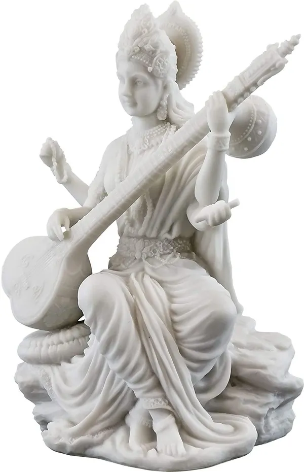 White_Resin_Premium_&_Elegant_Sarasawati_Statue