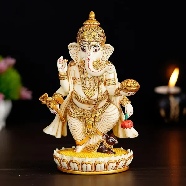 White_Resin_Premium_&_Elegant_Standing_Ganesha_Statue