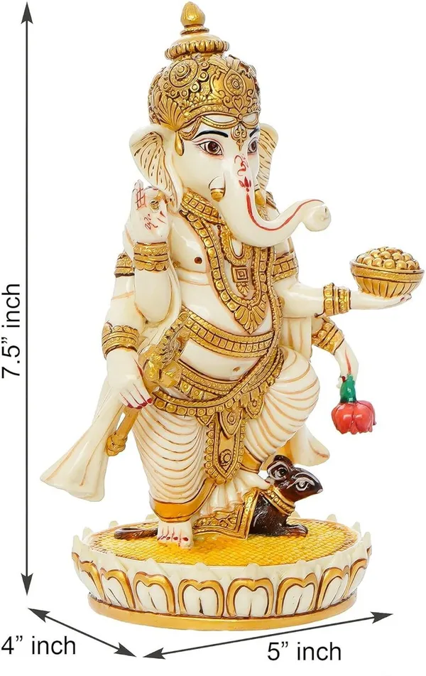 White_Resin_Premium_&_Elegant_Standing_Ganesha_Statue