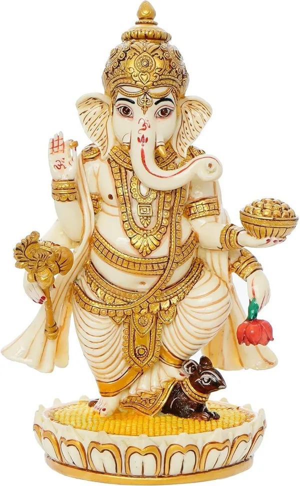 White_Resin_Premium_&_Elegant_Standing_Ganesha_Statue